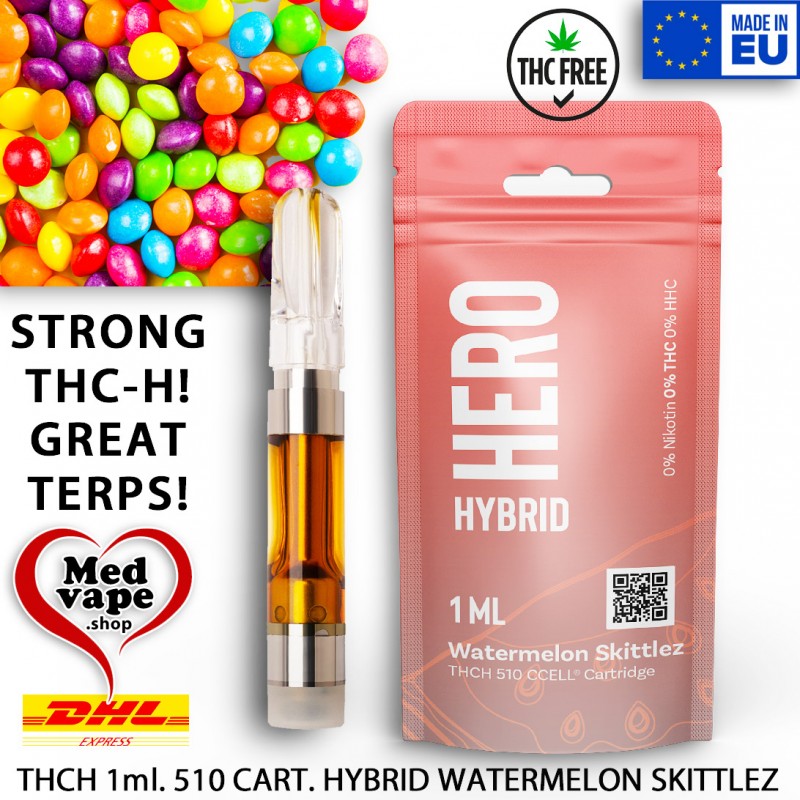 THCH WATERMELON SKITTLEZ 510 CCELL 1ML CARTRIDGE - EL GRINGO MEDVAPE THC WEED