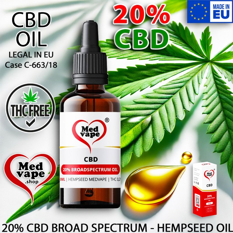 20% CBD BROADSPECTRUM HEMPSEED OIL 10ml MEDVAPE